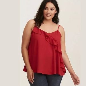 ❤️Torrid ASYMMETRICAL RED RUFFLE CAMI 3x❤️